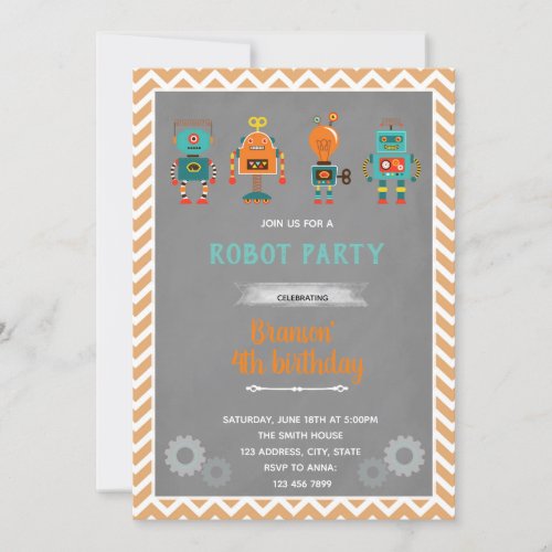 Vintage robot birthday Invitation