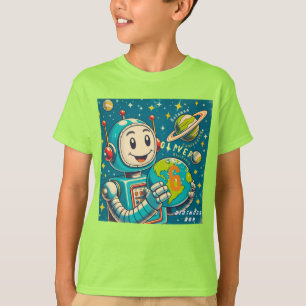 Vintage Robot in Space Science Curiosity Discovery T-Shirt
