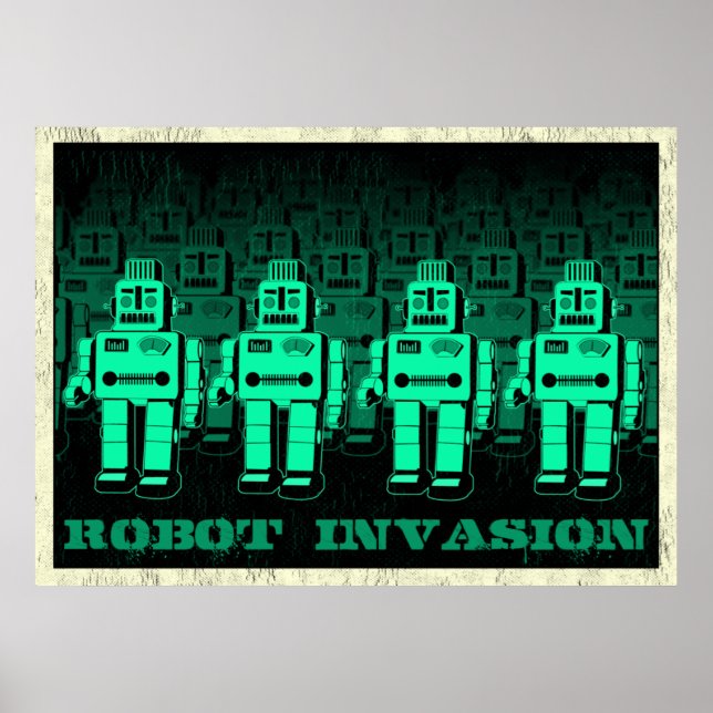 vintage robot invasion poster (Front)