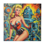 Vintage Robot Sci-Fi Pin-up Ceramic Tile<br><div class="desc">Vintage Robot Sci-Fi Pin-up</div>