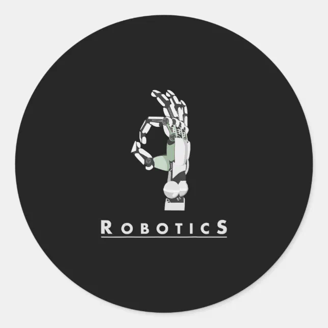 Robotics Programming Funny Sticker Vintage Robotics Hand Robotic Lover Funny Gift Classic Round Sticker ...