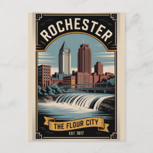 Vintage Rochester New York Retro Travel Poster Holiday Postcard