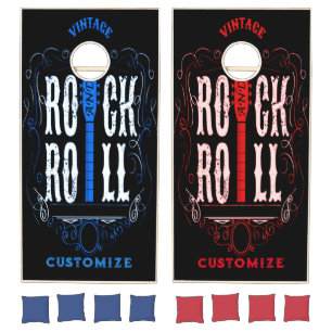 Vintage Rock And Roll Cornhole Set