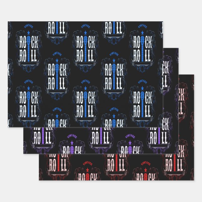 Vintage Rock And Roll Wrapping Paper Sheets (Set)