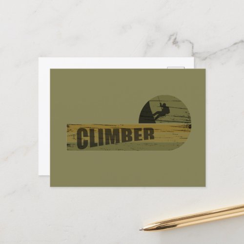 Vintage rock climber holiday postcard