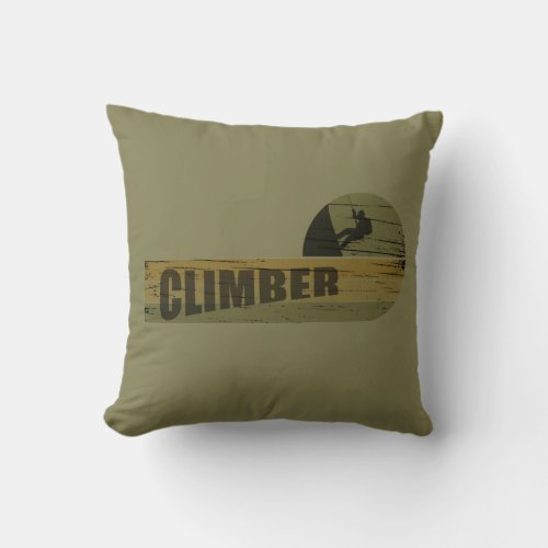 Vintage rock climber throw pillow