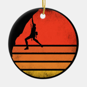 Vintage Rock Climbing Bouldering Ceramic Ornament