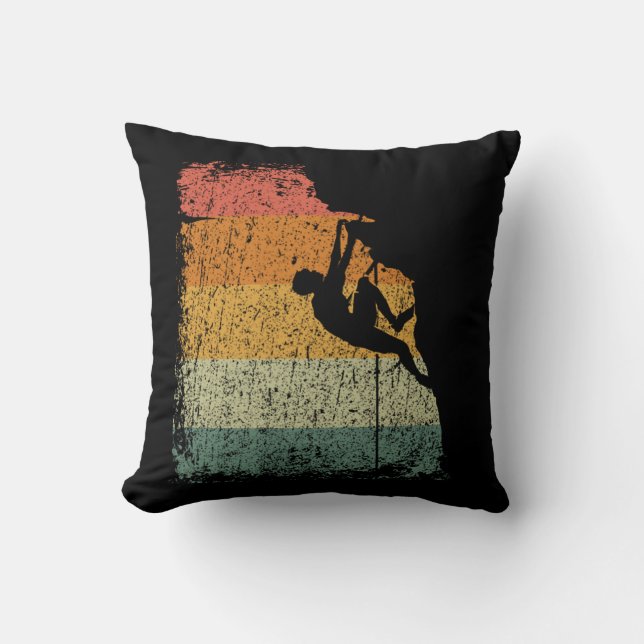 Vintage Rock Climbing Gift Throw Pillow (Front)