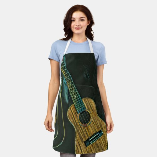 vintage rock guitar player artwork apron