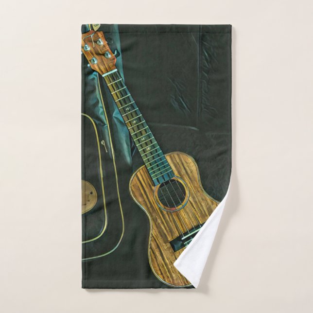 vintage rock guitar player artwork hand towel  (Hand Towel)