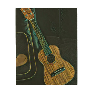 vintage rock guitar player artwork wood wall art