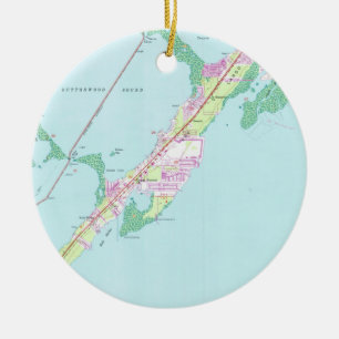 Vintage Rock Harbor Florida Map (1947) Ceramic Ornament