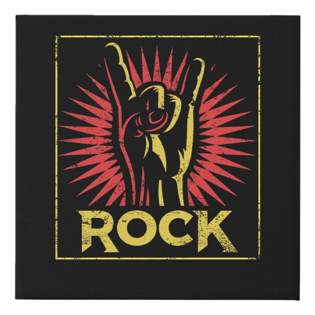 Vintage Rock n Roll - Concert Band Retro Faux Canvas Print (Front)