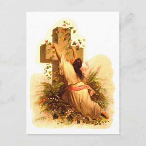 Vintage Rock of Ages Cross Illustration 1873 Postcard