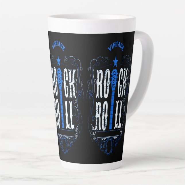 Vintage Rock & Roll Blue Latte Mug (Right Angle)