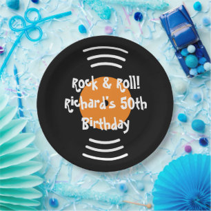 Vintage Rock & Roll theme Birthday party custom Paper Plates