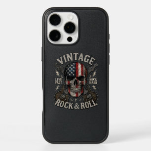 Vintage Rock Skull American Flag Guitar Retro Rock iPhone 16 Pro Max Case