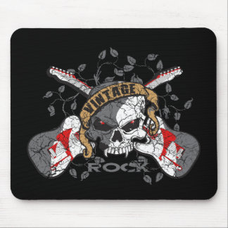 Vintage Rock Skull and Electric Guitars Mouse Pad