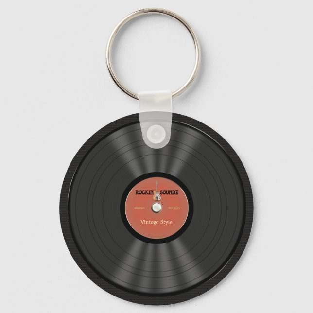 Vintage Rock Vinyl Record Keychain (Front)