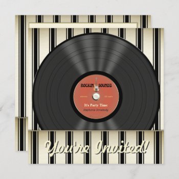Vintage Rock Vinyl Record Party Invitations by Specialeetees at Zazzle