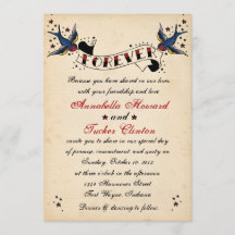 Vintage Rockabilly Tattoo Wedding Invitation