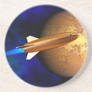 vintage rocket drink coaster