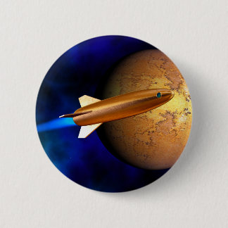 vintage rocket pinback button