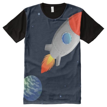 Vintage rocket printed on all over shirt