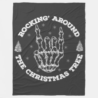 Vintage Rocking Around The Christmas Tree Fleece Blanket