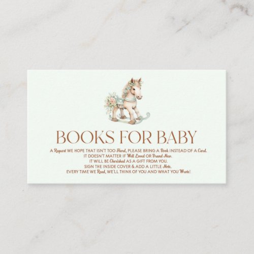 Vintage Rocking Horse Baby Shower Books For Baby Enclosure Card