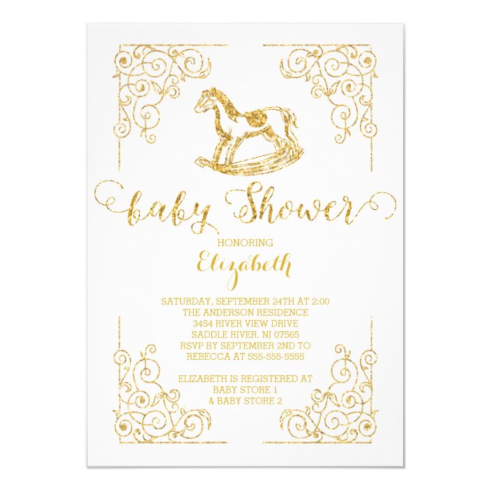 Vintage Rocking Horse Baby Shower Invitation Zazzle Com