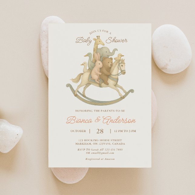 Vintage Rocking Horse Baby Shower Invitation  (Creator Uploaded)