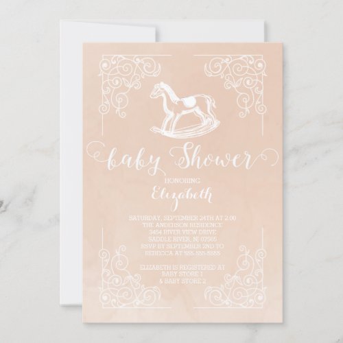 Vintage Rocking Horse Baby Shower Invitation