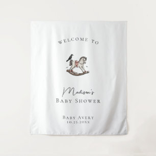 Vintage Rocking Horse Baby Shower Welcome Backdrop