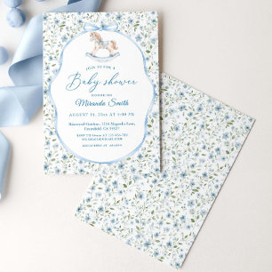 Vintage Rocking Horse Boy Baby Shower Invitation