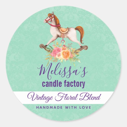 Vintage Rocking Horse Candle Soap Classic Round Sticker