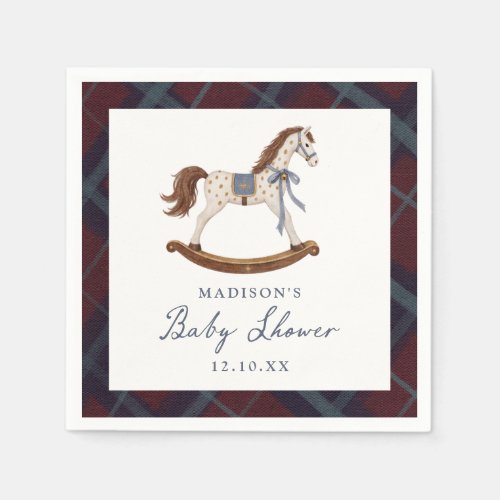 Vintage Rocking Horse Christmas Baby Shower Napkins