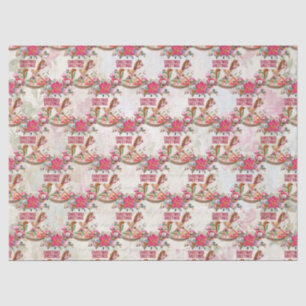 Vintage Rocking Horse Christmas Greetings Pattern Tissue Paper