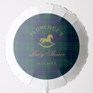Vintage Rocking Horse Classic Plaid Baby Shower Balloon
