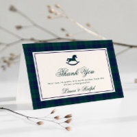 Vintage Rocking Horse Classic Plaid Baby Shower