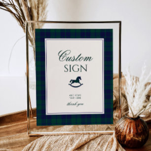 Vintage Rocking Horse Classic Plaid Custom Poster