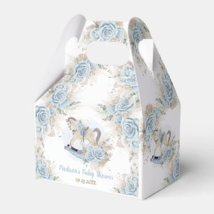 Vintage Rocking Horse Pampas Baby Blue Floral Favor Boxes