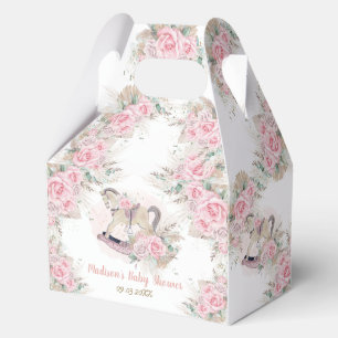 Vintage Rocking Horse Pampas Baby Pink Floral Favor Boxes