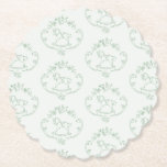 Vintage rocking horse Toile Sage green baby shower Paper Coaster<br><div class="desc">Vintage rocking horse Toile Sage green baby shower Paper Coaster 
Matching items are available.</div>