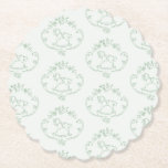 Vintage rocking horse Toile Sage green baby shower Paper Coaster<br><div class="desc">Vintage rocking horse Toile Sage green baby shower Paper Coaster 
Matching items are available.</div>
