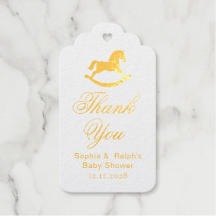Vintage Rocking Horse Vintage Preppy Bow Thank you Foil Gift Tags