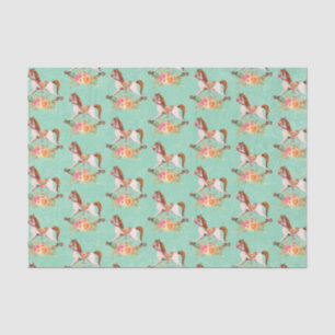 Vintage Rocking Horse with Floral Bouquet Pattern Tissue Paper