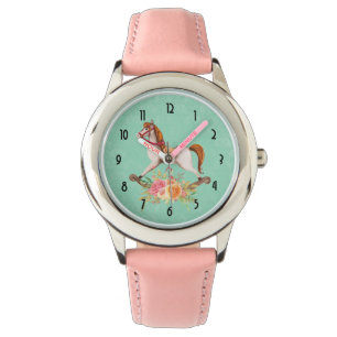 Vintage Rocking Horse with Floral Bouquet Watch
