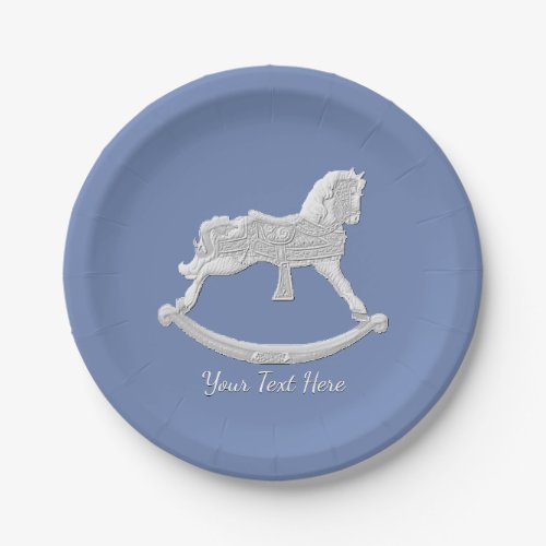 Vintage Rocking Horse Your Background Color Paper Plates