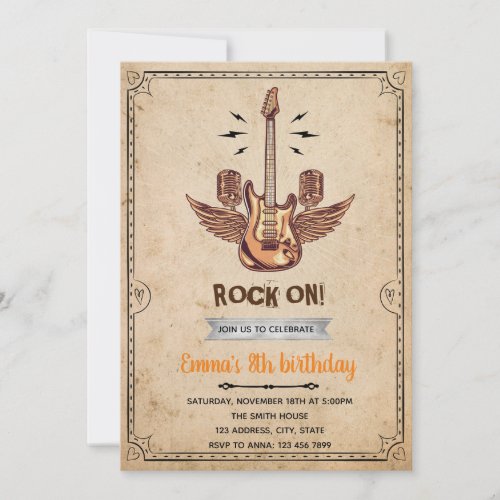 Vintage rockstar invitation